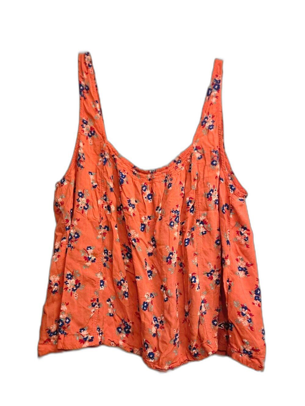 Hollister Y2K Women's Coral Floral Tank Top Size Large Vintage/Boho/Indie
